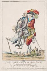 The Game Must End Soon, a Peasant Carrying a Clergyman and a Nobleman, 1789 (coloured engraving) (see also 158273) | Obraz na stenu