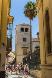 Malaga, Malaga Province, Costa del Sol, Andalusia, southern Spain. Calle San Agustin and the Palacio de los Condes de Buenavista, which houses Picasso Museum. | Obraz na stenu