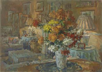 Chrysanthemums from Roddam (oil on canvas) | Obraz na stenu