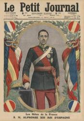 Guests of France, H. M. Alfonso XIII, King of Spain, front cover illustration from 'Le Petit Journal', supplement illustre, 11th May 1913 (colour litho) | Obraz na stenu