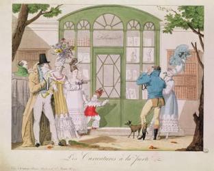 'Les Caricatures a la Porte', c.1814 (coloured engraving) | Obraz na stenu
