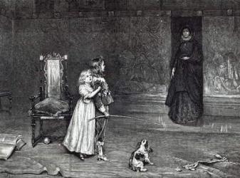 The Appearance of the Countess of Derby in the Golden room, scene from Scott's 'Peveril of the Peak', from 'Leisure Hour', 1888 (engraving) | Obraz na stenu
