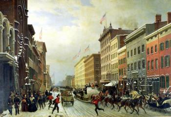 Street Scene in New York (oil on canvas) | Obraz na stenu
