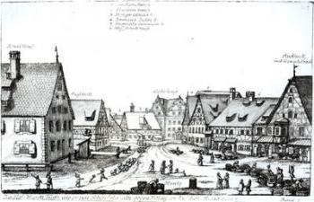 German Market town, 1704 (engraving) (b/w photo) | Obraz na stenu