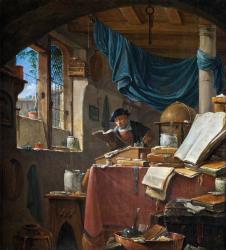 A scholar in his Study (oil on canvas) | Obraz na stenu