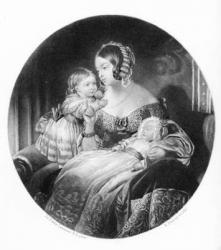 The Queen, The Princess Royal and The Prince of Wales, engraved by R. Piercy, 1842 (engraving) | Obraz na stenu