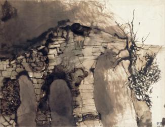 Old Bridge (pen & ink wash on paper) | Obraz na stenu