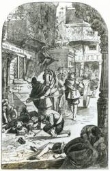 The Great Plague of London in 1665 (engraving) (b&w photo) | Obraz na stenu