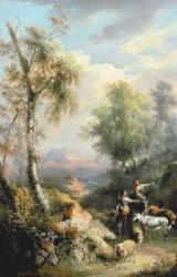 Goatherds in mountainous Spanish landscape, 19th century | Obraz na stenu