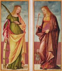 St. Catherine of Alexandria and St. Paraceve or Veneranda (oil on panel) | Obraz na stenu