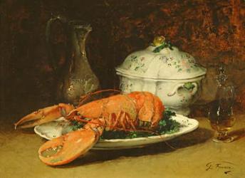 Still Life with a Lobster and a Soup Tureen (oil on canvas) | Obraz na stenu