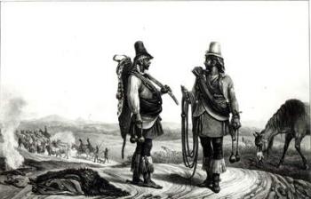 Charrua Indians from 'Voyage Pittoresque et Historique au Bresil', engraved by C. Motte (litho) (b/w photo) | Obraz na stenu