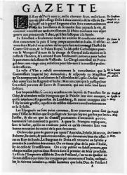 Page of text from 'La Gazette' describing the siege of a town near Babylon by the King of Persia, 1632 (b/w photo) | Obraz na stenu