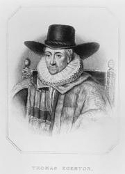 Portrait of Thomas Egerton (c.1540-1617) from 'Lodge's British Portraits', 1823 (engraving) (b/w photo) | Obraz na stenu