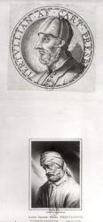 Two portraits of Quintus Septimus Florens Tertullianus (c.160-c.220) known as Tertullian (engraving) (b/w photo) | Obraz na stenu