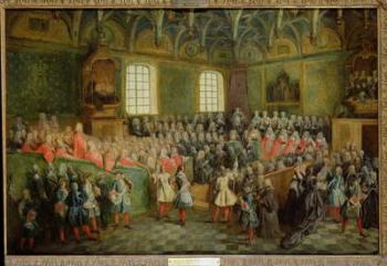 Bed of Justice Held in the Parliament at the Majority of Louis XV (1710-74), 22nd February 1723 (oil on canvas) | Obraz na stenu