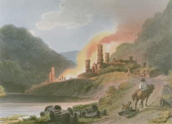 Iron Works, Coalbrook Dale, from 'Romantic and Picturesque Scenery of England and Wales', 1805 (colour litho) | Obraz na stenu