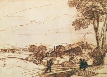 Landscape (pen and bistre and wash on paper) | Obraz na stenu