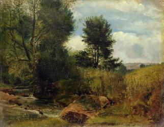 View on the River Sid, near Sidmouth, c.1852 (oil on paper on board) | Obraz na stenu