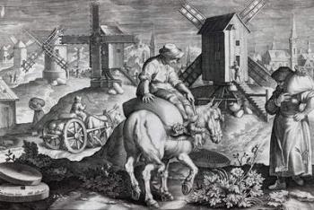 Windmills, plate 12 from 'Nova Reperta', engraved by Philip Galle, c.1580-1605 (engraving) | Obraz na stenu