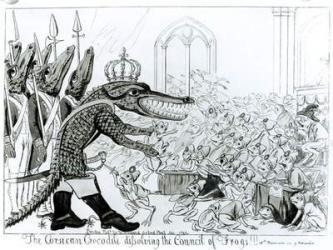 The Corsican Crocodile dissolving the Council of Frogs, 9th November 1799 (litho) (b/w photo) | Obraz na stenu