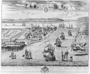 A Prospect of the Towne and Harbour of Harwich (engraving) (b/w photo) | Obraz na stenu