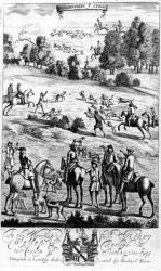 Unharbouring ye Stagg, from 'The Gentleman's Recreation' published by Richard Blome, 1686 (engraving) | Obraz na stenu