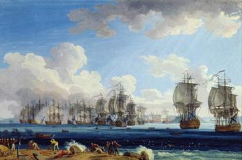 The Battle of Chesma on the 5th July 1770 (gouache on paper) | Obraz na stenu