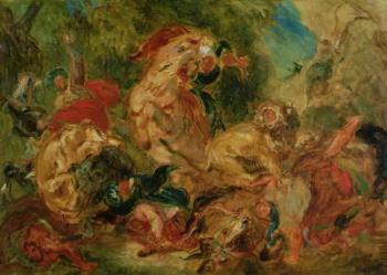 Study for The Lion Hunt, 1854 (oil on canvas) | Obraz na stenu