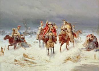 French Forces Crossing the River Berezina in November 1812, 1891 (oil on canvas) | Obraz na stenu
