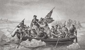 Washington crossing the Delaware near Trenton, New Jersey, Christmas 1776, from `Illustrations of English and Scottish History' Volume II (engraving) | Obraz na stenu