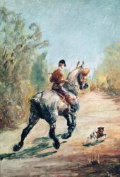 Trotting Horseman with a Little Dog, 1879 (oil on canvas) | Obraz na stenu