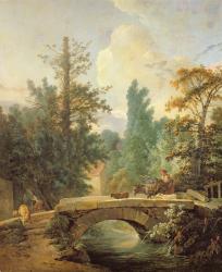 Peasant and her Donkey Crossing a Bridge, 1775 (oil on canvas) | Obraz na stenu