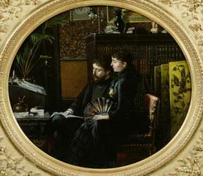 Alphonse Daudet (1840-97) and his Wife in their Study, 1883 (oil on canvas) | Obraz na stenu