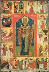 St. Nicholas of Moshajsk with scenes from his life (tempera on panel) | Obraz na stenu