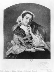 Louise Tardieu d'Esclavelles, known as Madame d'Epinay (1726-83) engraved by Henri Charles Antoine Baron (1816-85) (litho) (b/w photo) | Obraz na stenu