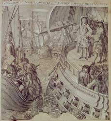 Victory of the Navy of Louis XIV (1638-1715) Against the English and Dutch Fleet in 1704 (engraving) | Obraz na stenu