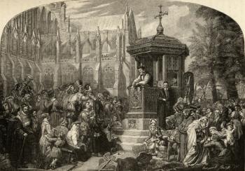 Hugh Latimer (c.1485-1555) preaching to the civic authorities at St. Paul's Cross in 1548 (engraving) | Obraz na stenu