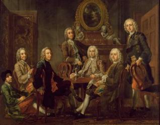 Portrait of a group of gentlemen, with the artist, c.1745 (oil on canvas) | Obraz na stenu
