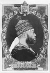 Negus of Ethiopia, Menelik II (1844-1913) (litho) (b/w photo) | Obraz na stenu