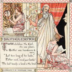 Brother and Sister, illustration from 'Baby's Own Aesop', engraved and printed by Edmund Evans, London, published c.1920 (colour litho) | Obraz na stenu