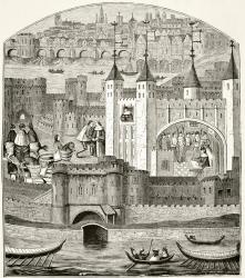 London and the Tower of London in the 15th century, from 'The National and Domestic History of England' by William Hickman Smith Aubrey (1858-1916) published London, c.1890 (litho) | Obraz na stenu