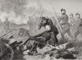 Death of General Isaac Stevens (1818-62) during the attack on Chantilly, Viriginia 1862 (litho) | Obraz na stenu