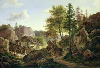 A Watermill in the Vosges near Ribanville, 1836 (oil on canvas) | Obraz na stenu