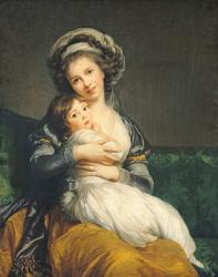 Self portrait in a Turban with her Child, 1786 (panel) | Obraz na stenu