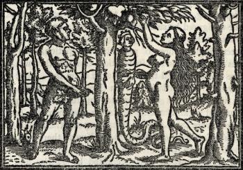 The Fall of Adam and Eve, from 'A Catalogue of a Collection of Engravings, Etchings and Woodcuts', by Richard Fisher, published 1879 (litho) | Obraz na stenu