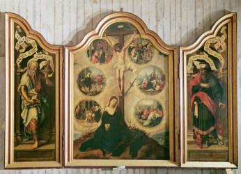 Triptych of the Seven Sorrows of the Virgin, c.1520-35 (oil on panel) (see 154026 for detail) | Obraz na stenu