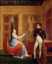 Marie Louise (1791-1847) of Habsbourg Lorraine Painting a Portrait of Napoleon I (1769-1821) (oil on canvas) | Obraz na stenu