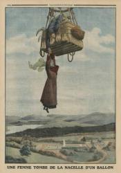 A woman falling down from the gondola of a balloon, back cover illustration from 'Le Petit Journal', supplement illustre, 1st June 1913 (colour litho) | Obraz na stenu
