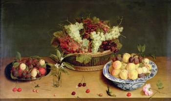 Fruit and Flowers (oil on canvas) | Obraz na stenu